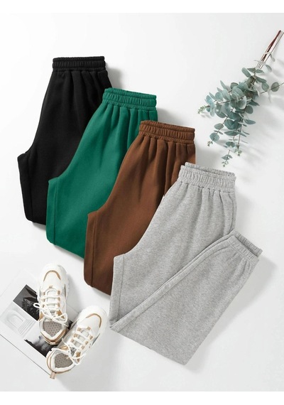 4'lü Basic Düz Eşofman Altı Jogger - Siyah Yeşil Kahverengi Gri Lastik Paça Yüksek Bel Sykg-260868 4'lü Basic Düz Eşofman Altı Jogger - Siyah Yeşil Kahverengi Gri Lastik Paça Yüksek Bel Sykg-260868