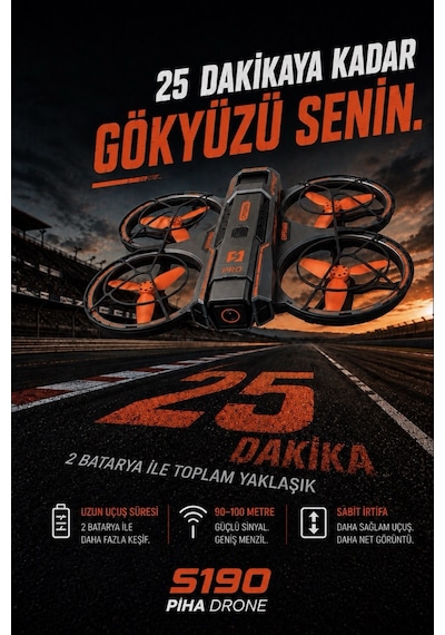 S190 Fırçasız Motor 2batarya&25dakika Uçuş 720p Çift Kamera Taşıma Çantalı Drone