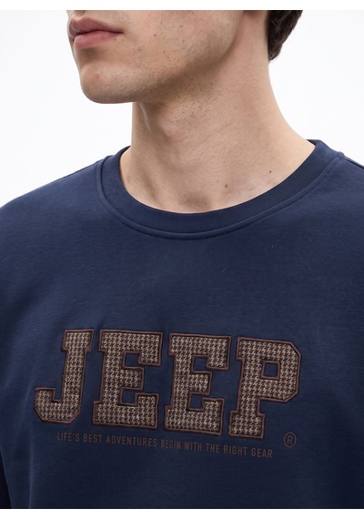 Jeep J5wm-swt7571 Lacivert Erkek Bisiklet Yaka Nakışlı Relaxed Fit Sweatshirt Koyu Lacivert