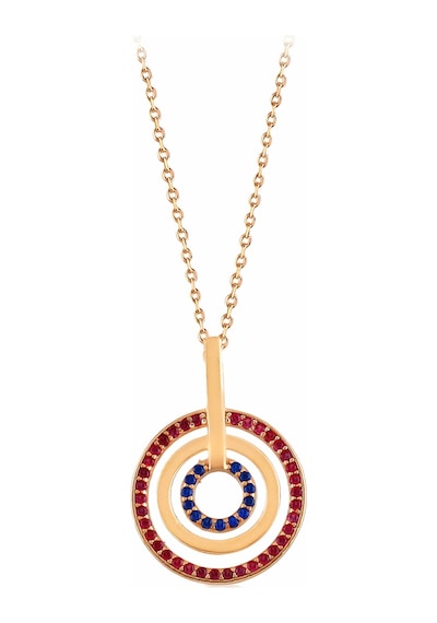 Kadın Zirkon Taşlı İç İçe Gümüş Halkalar Kolye N075301 Rose Gold