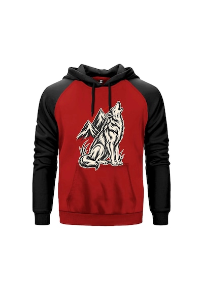 Zirveye Uluyan Bozkurt Gri Renk Reglan Kol Sweatshirt Kapşonlu