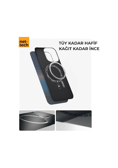 Nettech Apple Uyumlu iPhone 16 Pro Nt-n076 Kevlar Karbon Arka Koruma Kılıf - Mavi Mavi