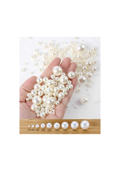 6 Mm 100 Gr Delikli Krem Lüks Kaplama Plastik İnci Boncuk,takı Yapım Boncuğu 100gr +- 800 Adet - 693898367