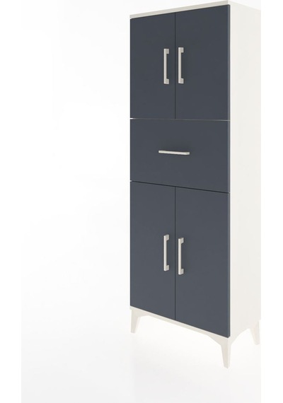 Arges Dolap 2 Raflı Tek Çekmeceli 4 Kapaklı 60x30x163 Aytaşı-antrasit Aytası