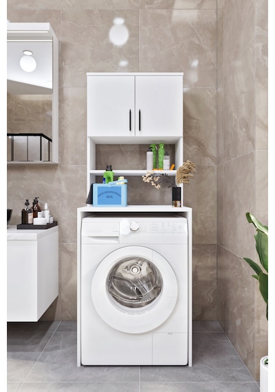 Ases Mobilya Esl0231 Çamaşır Makinesi Dolabı Banyo Dolabı Beyaz-safir Meşe Beyaz