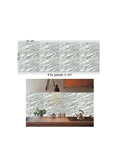 Tink Kendinden Yapışkanlı Yeşil Agat Desenli Pvc Panel 41x62 Cm