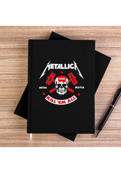 Metallica Kill'em All Siyah Çizgisiz Kanvas Defter