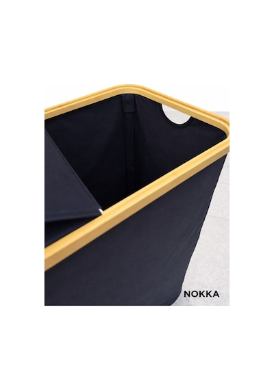Bambu 100 Litre Kapaklı Katlanabilir Çamaşır Sepeti, 2 Bölmeli Kirli Sepeti 60x54x33 Diğer