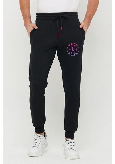 Erkek Siyah Slim Fit Dar Kesim Jogger Eşofman Altı 2 Iplik Şardonlu Rlx044513 Siyah