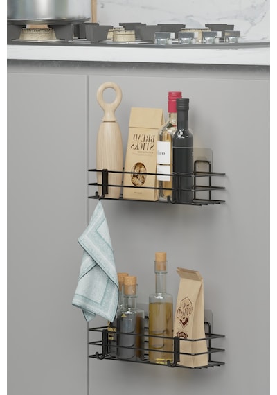 Dolap Kapağı Rafı Yapışkanlı 2 Li Set Mutfak Tezgah Düzenleyici Duvar Organizer Metal 20 X 30 Siyah Diğer