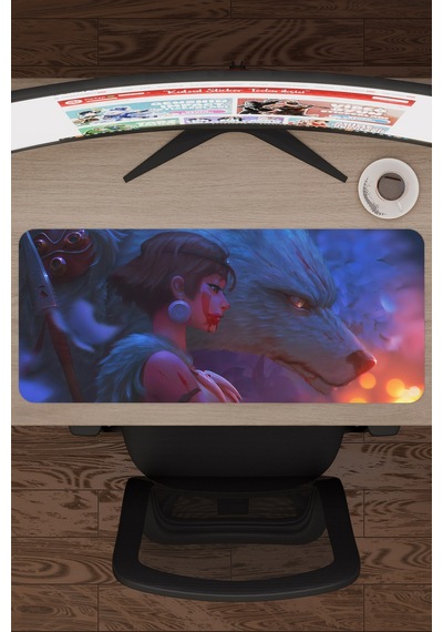 Mononoke Hime Anime V5 - 70x30 Xl Gaming Kauçuk Kaymaz Taban Mouse Pad Fare Altlığı