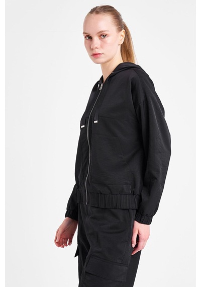 Lescon 25ntbl002146 Kadın Fermuarlı Kapşonlu Sweatshirt Siyah