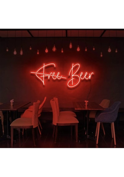 Free Beer Yazılı Neon Tabela Kırmızı