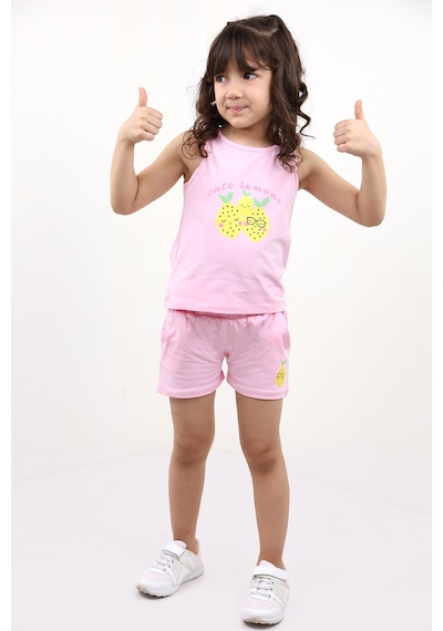 Toontoy Kids Toontoy Kız Bebek 2'li Takım Baskılı Bisiklet Yaka T-shirt & Beli Lastikli Cepli Şort Açık Pembe Toontoy Kids Toontoy Kız Bebek 2'li Takım Baskılı Bisiklet Yaka T-shirt & Beli Lastikli Cepli Şort Açık Pembe