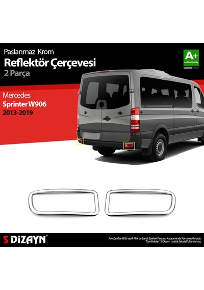 S-Dizayn  Mercedes Sprinter W906 Krom Arka Reflektör Çıtası 2 Prç. 2013-201
