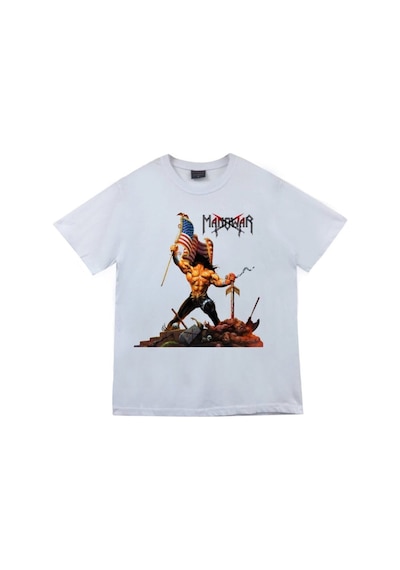 Manowar Baskılı Unisex %100 Pamuk Beyaz T-shirt Beyaz