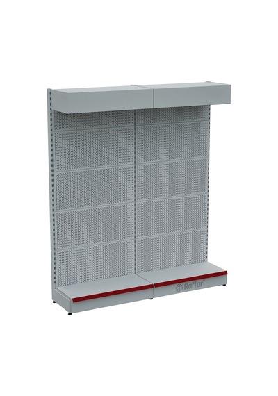 Şapkalı Ve Bazalı Delikli Hırdavat Rafı Beyaz, 2 Ünite W180 H220 D30/40 Cm Kırmızı