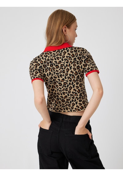 Koton Polo Yaka Kazak Leopar Desenli Biyeli Kısa Kollu Kahverengi Desenli 5wal20021ht Kahverengi Koton Polo Yaka Kazak Leopar Desenli Biyeli Kısa Kollu Kahverengi Desenli 5wal20021ht Kahverengi