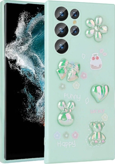 Galaxy S23 Ultra Uyumlu Kabartma Figürlü Parlak Csm Zore Toys Silikon Kılıf-açık Yeşil