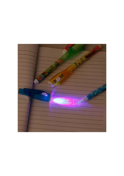Mor Işıklı Sihirli Görünmez Kalem Işıklı Kalem İnvisible İnk Pens Uv Led Light 4 Ad Renkli