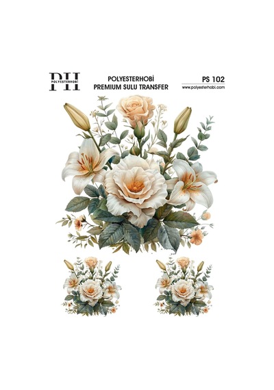 Polyesterhobi Premium Sulu Transfer 25x35 Cm Çiçek Desenli Ps 102