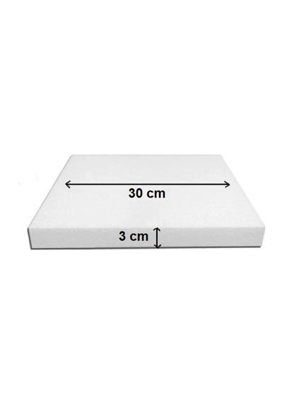Strafor Kare Pasta Altlığı Taban 30x30x3 Cm beyaz