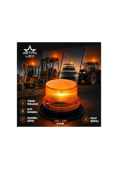 3 Lü Set 120 Cm Bar Led - Kristal Yıldız Lamba- Döner Tepe Lamba 12v 24v Profesyonel Led İkaz Lambası
