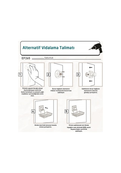 Teknotel Easyfıx Yapışkanlı Sabunluk Mat Siyah Ef265