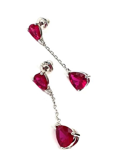 Sky Diamond Red Creative Rubies 925 Ayar Gümüş Damla Küpe