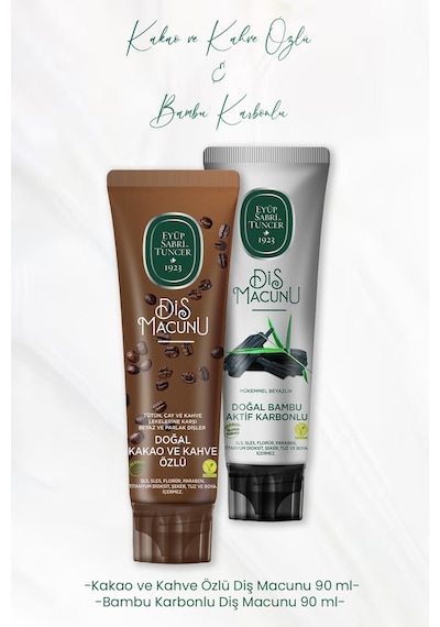Eyüp Sabri Tuncer Bambu Karbonlu + Kakao ve Kahve Özlü Diş Macunu 2 x 90 ML