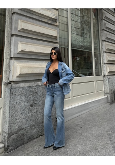 Out Of Standart Kadın Straight Leg Normal Bel Düz Paça Jean Pantolon İce Blue