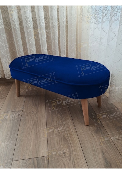 Ultra Lüks Oval Parrot Puf Ahşap Ayak Kırmızı