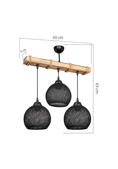 Modelight Aspen 3lü Avize - Siyah Yumak Toplu