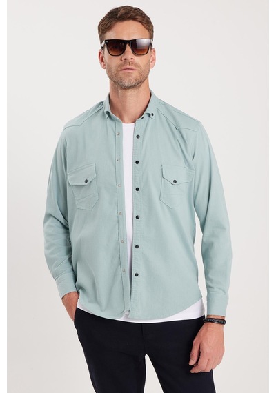 Tudors Erkek Regular Fit Rahat Kesim Çift Cepli Spor Yaka Denim Mint Gömlek-36857 Mint Tudors Erkek Regular Fit Rahat Kesim Çift Cepli Spor Yaka Denim Mint Gömlek-36857 Mint