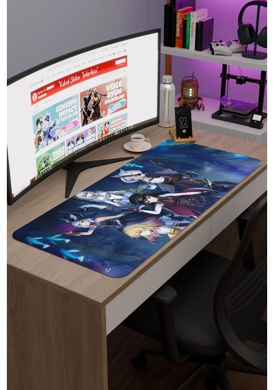 Blue Protocol Star Resonance Dikişli Kauçuk Oyuncu Mousepad V4 - 90x40 Xxl Gaming Mouse Pad