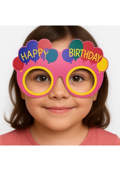 Zvnm Balon Desenli Karton Doğum Günü Gözlükleri 6 Adet Pembe Renk Zcv12 Çok Renkli