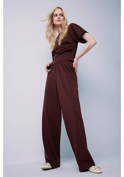 DeFacto Wide Leg Basic Düz Geniş Paça Premium Pantolon E5782AX25SPBR475