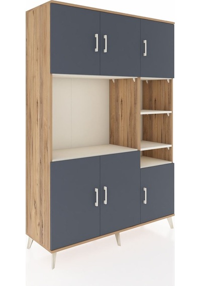 Hyperion Dolap 10 Raflı 6 Kapaklı 132x44x195 Çam-antrasit/aytaşı Çam