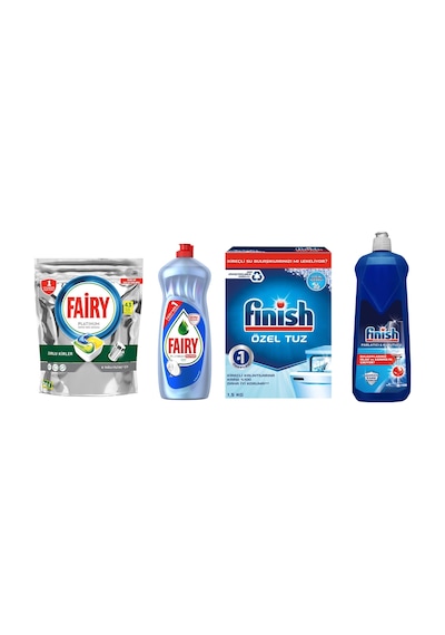 Finish Parlatıcı 800 ML + Finish Tuz 1500 G + Fairy Tablet 43'lü + Fairy Deterjan 750 ML