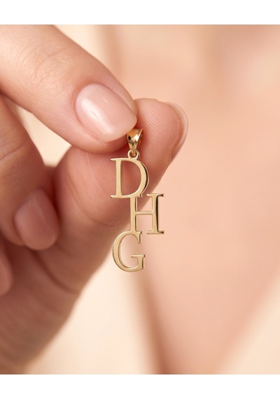 Monogram Üç Harfli 14 Ayar Altın Kolye Ucu