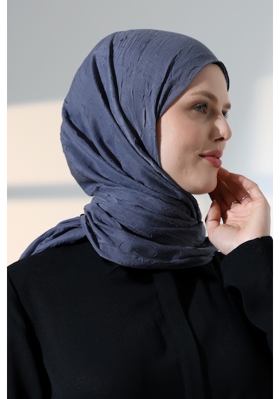 Kadın Tesettür Bambu Kraş Şal, Ütü Gerektirmeyen Doğal Hijab Başörtüsü 75x180 Cm - Füme