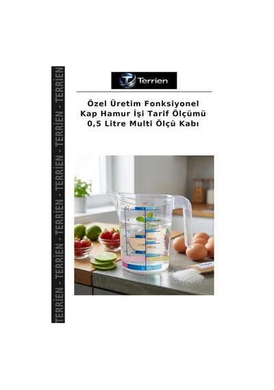 Özel Üretim Fonksiyonel Kap Hamur İşi Tarif Ölçümü 0,5 Litre Multi Ölçü Kabı Çok Renkli