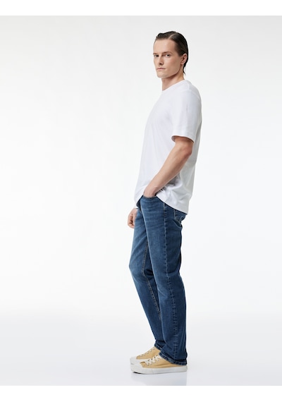 Koton Pamuklu Normal Bel Straight Fit Jean Pantolon - Mark Jean Koyu İndigo 6sam40071nd