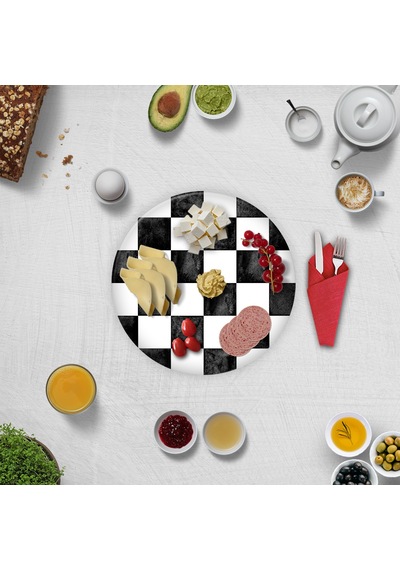 Decorıta Cam Tabak | 2'li Takım | Damalı Desen Çap32