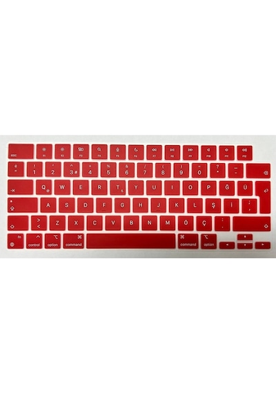 Macbook Uyumlu Air 13.6 Inç 2025 A3240 M4 - A3113 M3 - A2681 M2 Işlemcili Türkçe Q Silikon Klavye Koruyucu Kırmızı