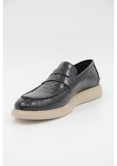 Freefoot 226825 Erkek Casual Ayakkabı - Siyah Croco Deri Siyah
