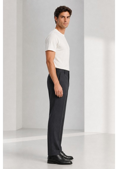Bihan Store Erkek Regular Fit Ütü Çizgili Kumaş Pantolon 627-füme Mix Color