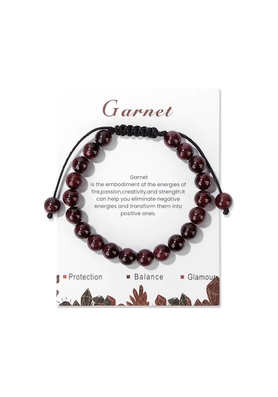 Doğaltaş Garnet Taşı Ipli Ayarlanabilir Charm Bileklik Şık   Başarı Bilekliği Çok Renkli