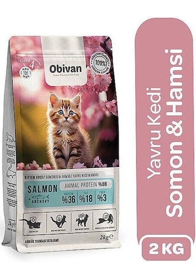 Obivan Kitten Somonlu Ve Hamsili Yavru Kedi Maması 2 Kg