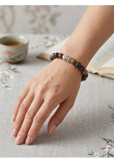 8 Mm Picasso Jasper Doğaltaş Bileklik Unisex Kahverengi